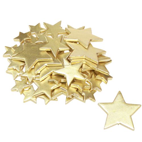 Artikel Spredte dekorationsstjerner guld Ø3/5/7cm – 2. valg – 44 stk