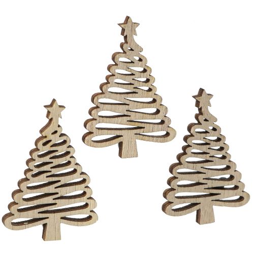 Scatter dekoration Juletræ natur 3x4,5cm 72 stk