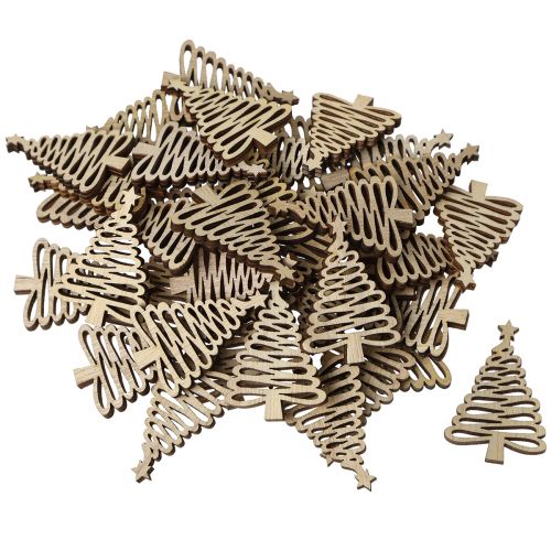 Artikel Scatter dekoration Juletræ natur 3x4,5cm 72 stk