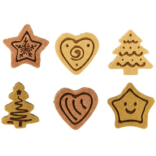 Artikel Spredte dekoration juleborddekoration træ assorteret 4 cm 12 stk.