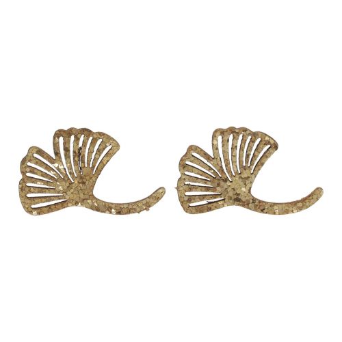 Floristik24 Scatter dekoration guld gingko dekoration gingko blad glitter 3×4cm 72 stk
