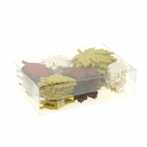 Floristik24 Scatter dekoration efterårsblade filt Bordeaux/creme/grøn 72 stk