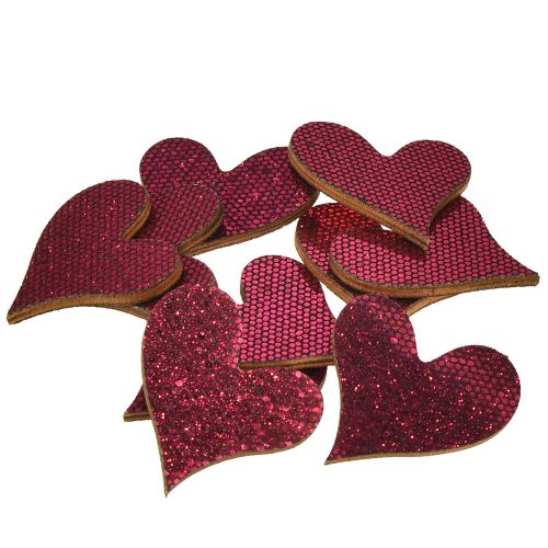 Artikel Scatter dekoration hjerte lilla 3-5cm 48 stk