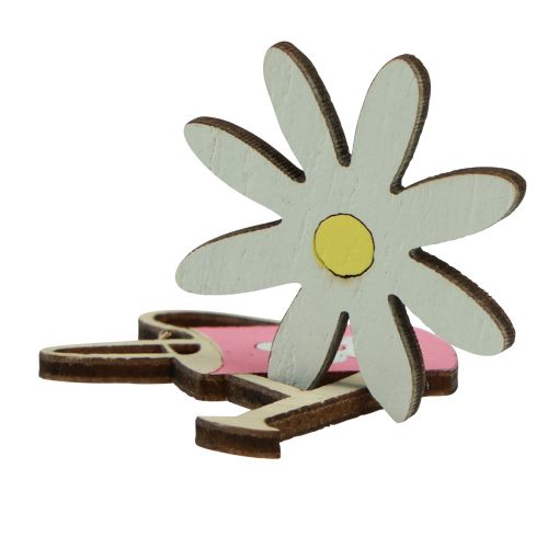 Artikel Scatter dekoration træblomster snegle vandkander pink 4cm 36 stk.