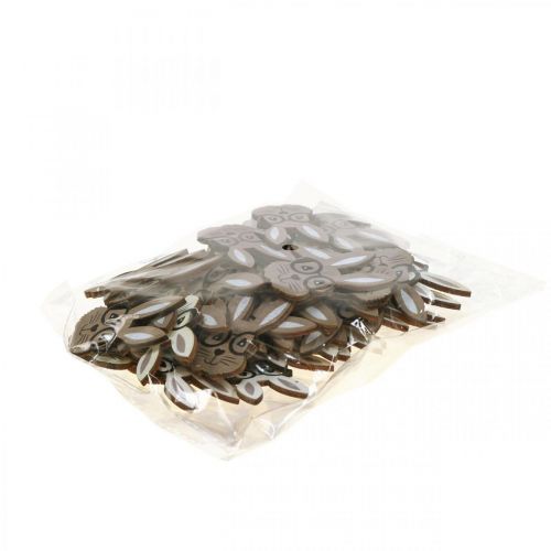 Artikel Scatter dekoration trækanin med glas brun hvid 2,5×4,5cm 48 stk.