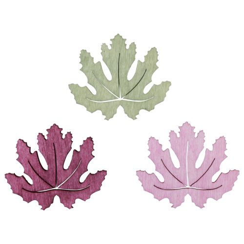 Artikel Scatter dekoration træ efterårsblade borddekoration lilla pink grøn 4cm 72 stk