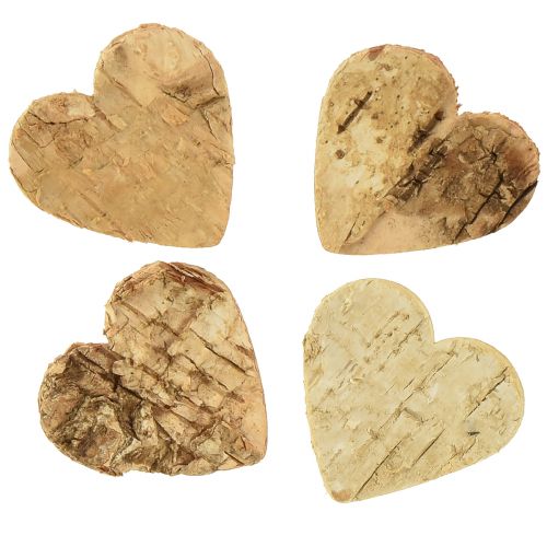 Floristik24 Scatter dekoration træhjerte træhjerter bark birk 4cm 60 stk