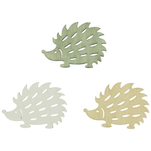 Floristik24 Scatter dekoration træ pindsvin dekoration grøn brun hvid 4x3cm 72 stk.