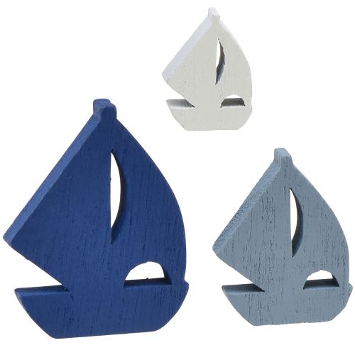 Scatter dekoration træ sejlbåd dekoration blå hvid 2cm–6cm 24 stk