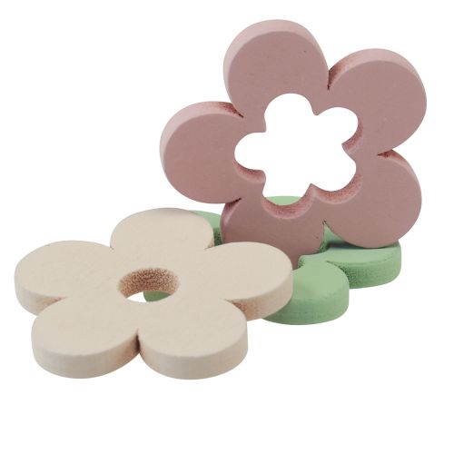 Artikel Scatter dekoration træblomster borddekoration farvet 2 motiver Ø3cm 24 stk.