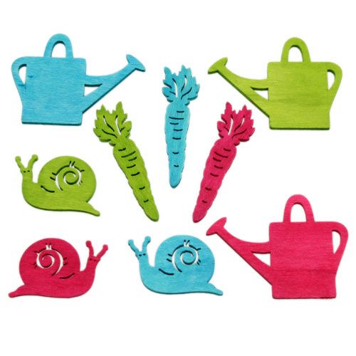 Floristik24 Scatter dekoration træfigurer kande snegl gulerod 4cm - 6cm 72 stk.