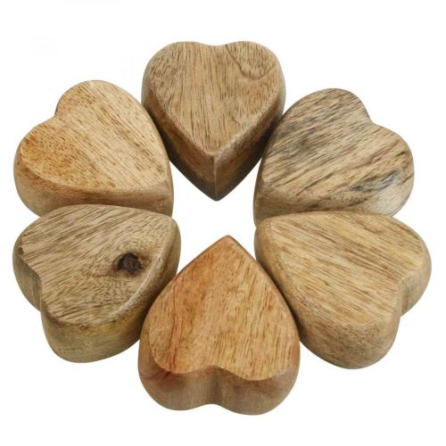 Floristik24 Scatter dekoration træhjerter borddekoration hjerte træ natur 5cm 6stk