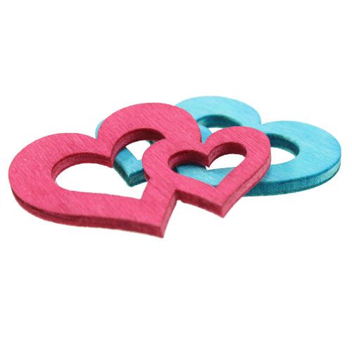 Floristik24 Scatter dekoration træhjerter farverige ass. 3cm x 4cm 72 stk