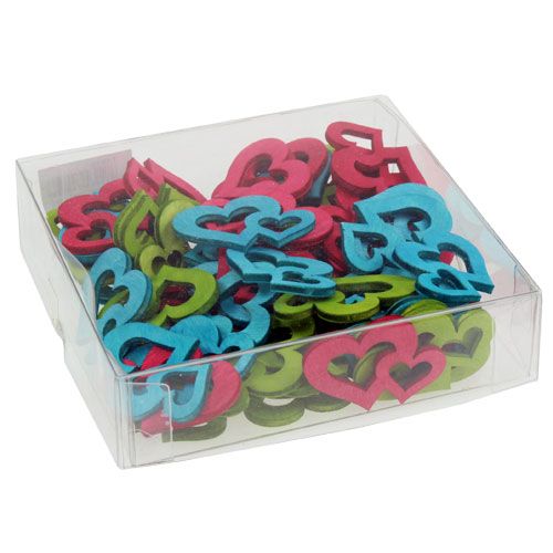 Floristik24 Scatter dekoration træhjerter farverige ass. 3cm x 4cm 72 stk