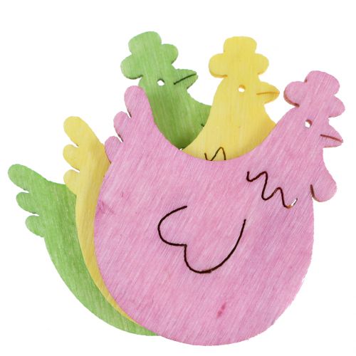 Floristik24 Scatter dekoration træ kylling assorterede farver 4cm 72 stk