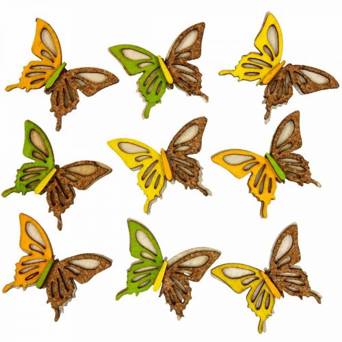 Artikel Scatter dekoration sommerfugle træ grøn/gul/orange 3×4cm 24 stk.