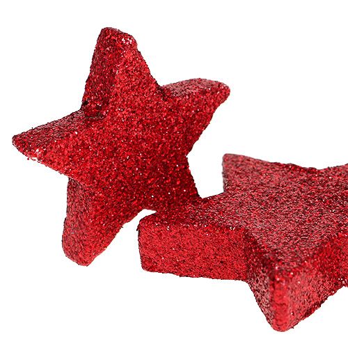 Artikel Scatter dekoration stjerner rød, glimmer 4-5cm 40p