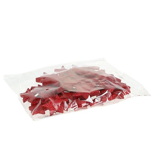 Artikel Scatter dekoration stjerner rød, glimmer 4-5cm 40 stk