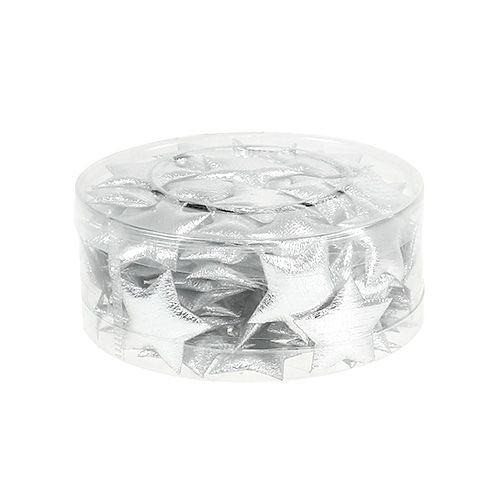 Floristik24 Spredt stof stjerner sølv 3cm 100p