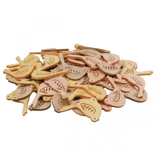 Floristik24 Scatter dekoration fugle dekoration træ forår gul/beige/orange Ø4cm 72 stk.