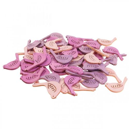 Floristik24 Scatter dekoration fugle dekoration træ, scatter stykker pink toner 4cm 72 stk.