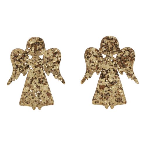 Scatter dekoration juletræ engle guld glitter 5x3,5cm 48 stk