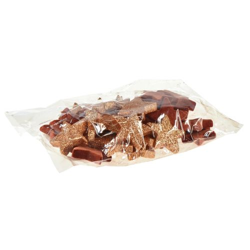 Artikel Scatter dekoration Julestjerner brun/orange Ø4/5cm 40 stk