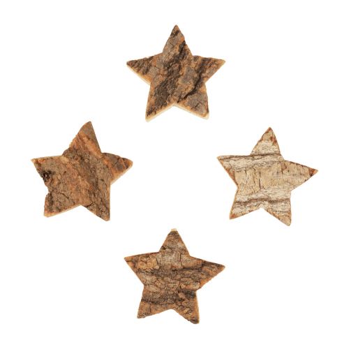 Scatter dekoration Julestjerner træstjerner med bark Ø5cm 12 stk