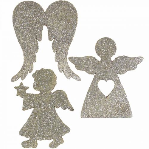 Artikel Scatter dekoration juleengle dekoration guld glitter H8cm 24 stk
