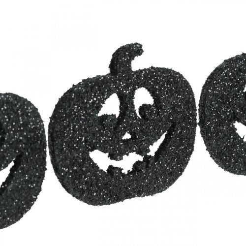 Artikel Scatter dekoration Halloween græskar dekoration 4cm sort, glitter 72 stk