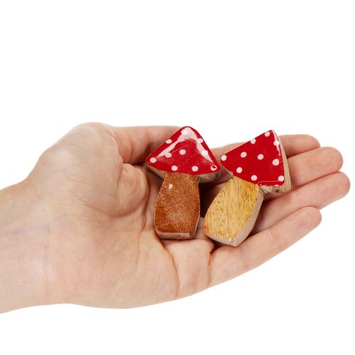 Træpynt af svampe til borddekoration og gaver, 6 cm, 8 stk. | Floristik24.dk