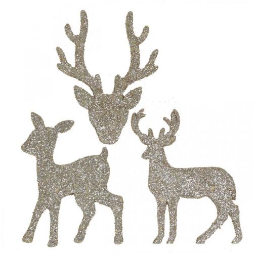 Floristik24 Scatter dekoration Julehjort dekoration guldglimmer 6×8cm 24 stk