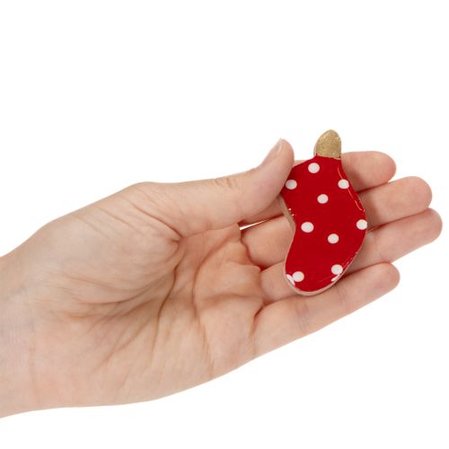 Prikkede sokker, julebordspynt, 6 cm, 8 stk. | Floristik24.dk