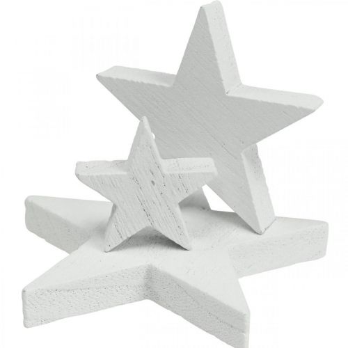 Floristik24 Scatter dekoration træstjerner Jul hvid 2,5/4,5/6,5 cm 29p