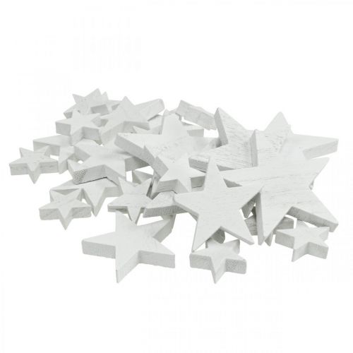 Floristik24 Scatter dekoration træstjerner Jul hvid 2,5/4,5/6,5 cm 29p