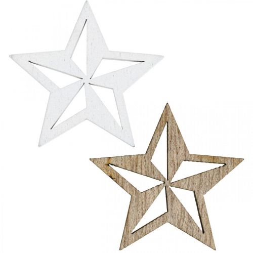 Træstjerner dekorativ scatter dekoration Jul hvid/naturlig 3,5cm 48 stk