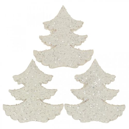Artikel Scatter dekoration juletræ hvid glitter 4cm 72 stk