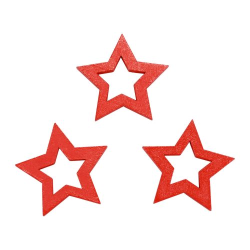 Artikel Scatter dekoration juledekoration stjerner røde træstjerner Ø4cm 54 stk