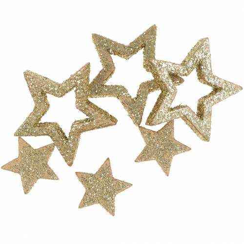 Floristik24 Scatter dekoration stjerner guld glitter 48 stk