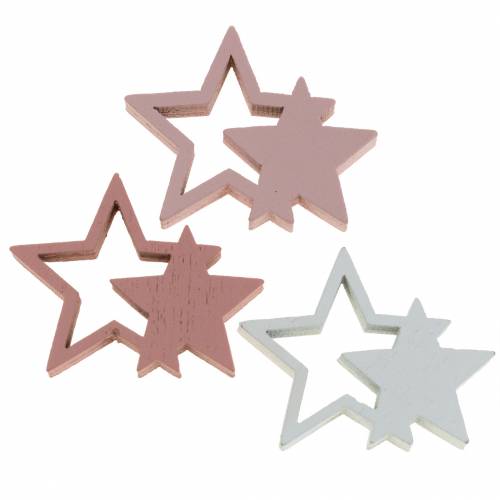 Artikel Scatter dekoration stjerner pink/hvid 36 stk