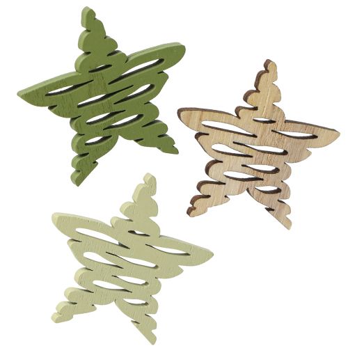 Artikel Scatter pieces stjerner natur grøn juletræ Ø4cm 72 stk