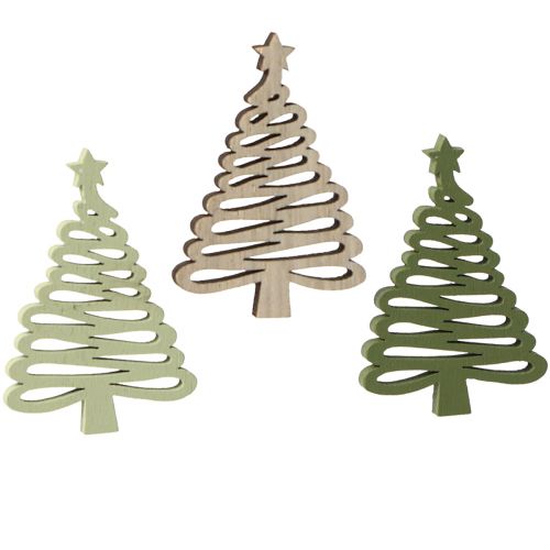 Scatter julegranstjerne grøn 3x4,5cm 72 stk
