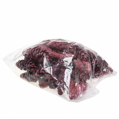 Artikel Strobus kegler naturlig dekoration rød 15cm - 20cm 50 stk