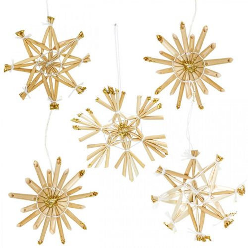 Floristik24 Halmstjerner glitter guldsæt julepynt Ø6cm 24 stk