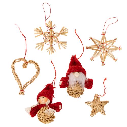 Stråophængssæt juletræspynt figurer og stjerner 6 cm 30 stk. købe | Floristik24.dk