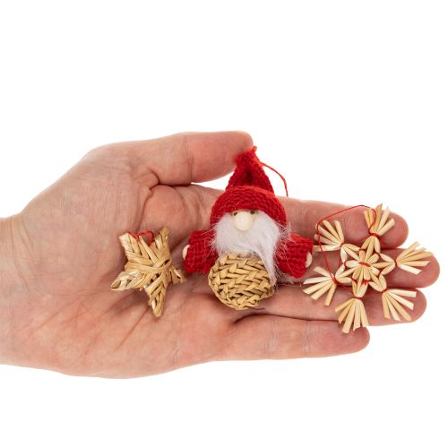 Stråophængssæt juletræspynt figurer og stjerner 6 cm 30 stk. | Floristik24.dk