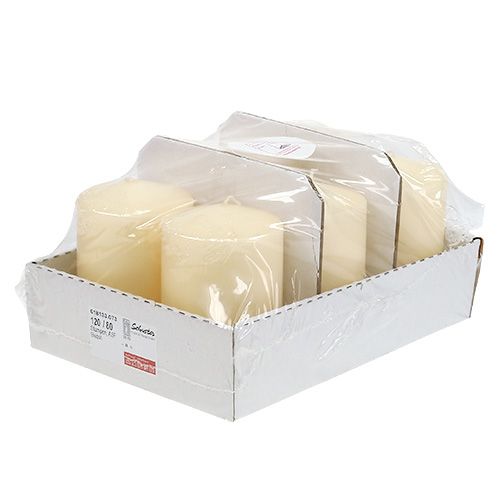 Floristik24 Søjlelys 120/80 creme 6 stk