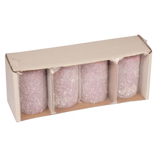 Floristik24 Søjlelys vinter julelys lilla 60×100mm 4 stk