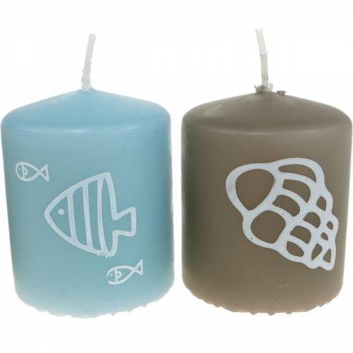 Floristik24 Søjlelys 60/50 Maritim dekoration Lys Sommer Dekoration Mix Safe Candle 4stk