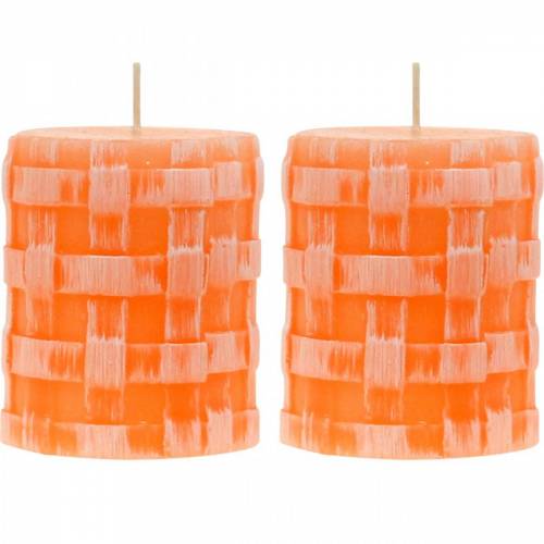 Søjler stearinlys Rustik Orange 80/65 stearinlys rustikke vokslys 2stk